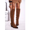 Hnedé dámske členkové čižmy, kód produktu NJSK 21-10545 LT.BROWN