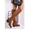 Hnedé dámske členkové čižmy, kód produktu NJSK 21-10545 LT.BROWN