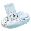 Luxusné hniezdočko s vankúšikom a perinkou New Baby z Minky modré NJSK 42978