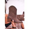 Hnedé dámske členkové topánky na podpätku, kód produktu NJSK 2611/032 BROWN
