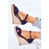 Dámske modré sandále na platforme, kód produktu NJSK R133P BLUE