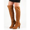 Semišové kozačky béžové čižmy nad kolená CnB