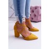 Zlaté dámske semišové lodičky na strednom podpätku, kód produktu NC900 YELLOW