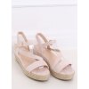 Béžové dámske sandále na platforme s rovnou podrážkou, kód produktu NJSK 680-38