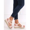 Béžové dámske sandále na platforme s rovnou podrážkou, kód produktu NJSK 680-38