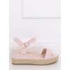 Béžové dámske sandále na platforme s rovnou podrážkou, kód produktu NJSK 680-38