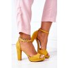Zlaté dámske sandále na rovnej podrážke NJSK S-850 YELLOW