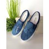 Modré dámske plátenky slip on s plnou špičkou, šnúrovanie, športový štýl, kód produktu NJSK T011-13D.BL
