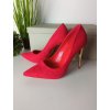 Červené dámske lakované lodičky s uzavretou špičkou, červené, kód produktu NJSK LE08R