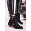 Čierne dámske kožené členkové topánky na podpätku Laura Messi, kód produktu NJSK 1879 BLK