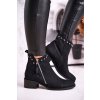 Čierne dámske kožené členkové topánky na podpätku Laura Messi, kód produktu NJSK 1879 BLK