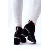 Čierne dámske kožené členkové topánky na podpätku Laura Messi 2344 500 BLK