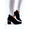 Čierne dámske kožené členkové topánky na podpätku Laura Messi 2344 500 BLK