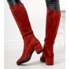 Červené dámske semišové čižmy NJSK SG-378PU/R
