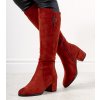 Červené dámske semišové čižmy NJSK SG-378PU/R