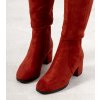 Červené dámske semišové čižmy NJSK SG-378PU/R