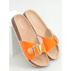 Dámske oranžové lakované šľapky z eko kože na korkovej podrážke, kód produktu DD94P
