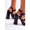 Módní patentované sandály na podpatku černé Midnight (Veľkosť 39)