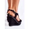 Čierne dámske semišové sandále na platforme s prýmkom, kód produktu NJSK 2B2Z389-5 BLACK