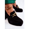 Semišové lodičky s ozdobným řetízkem laura messi 2444 čierne / 2444 500 BLACK (Veľkosť 36)