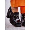 Lakované boty na masivním sloupku Černé Jaime (Veľkosť 36)