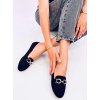 Čierne dámske elegantné mokasíny z eko semišu s okrúhlou špičkou, kód produktu TU208P