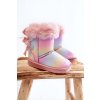 Detské teplé snehule semišové s mašlemi vícebarevne funky / 20231-D RAINBOW (Veľkosť 36)