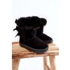 Detské teplé snehule semišové s mašlemi černe funky / 20231-A BLACK (Veľkosť 25)