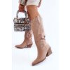 Béžové dámske kožené členkové čižmy na masívnom stĺpku, kód produktu RQ462 BEIGE