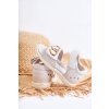 Biele detské sandále s prírodnou kožou a zapínaním na suchý zips, kód produktu 22DZ23-4779 WHITE