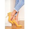 Žlté dámske semišové lodičky na ihlovom podpätku, kód produktu LE072/073P YELLOW