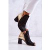 Čierne dámske členkové topánky na stĺpovom podpätku s kódovým označením 05507-01 BLK/GLD
