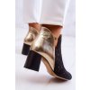 Čierne dámske členkové topánky na stĺpovom podpätku s kódovým označením 05507-01 BLK/GLD