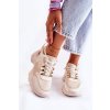 Dámske béžové tenisky z eko semiše a eko kože na plochej podrážke, kód produktu 6180 BEIGE