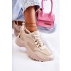 Dámske béžové tenisky z eko semiše a eko kože na plochej podrážke, kód produktu 6180 BEIGE