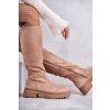 Béžové dámske členkové čižmy z eko kože na rovnej podrážke, kód produktu 22KZ35-5223 KHAKI