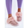 Dámské zateplené papuče s kožíškem béžové a růžová Franco (Veľkosť 37)