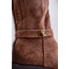 Dámske hnedé kožené členkové čižmy na zips s rovnou podrážkou, kód produktu 23-10803 BEIGE