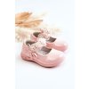 Ružové detské balerínky s eko-patentovanou kožou a ružami NC82 PINK