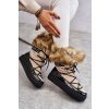 Dámske čierno-béžové snehule na platforme s umelou kožušinou HY821-63 KHAKI
