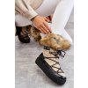 Dámske čierno-béžové snehule na platforme s umelou kožušinou HY821-63 KHAKI