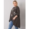 Khaki zelená dámska bavlnená tunika plus size s vreckami, kód RV-TU-6797.47