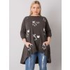 Khaki zelená dámska bavlnená tunika plus size s vreckami, kód RV-TU-6797.47