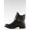 Dámske čierne členkové topánky na rovnej podrážke, kód produktu 302-PA