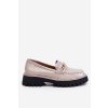 Lakované mokasíny na platforme svetlo šedé ronin / MR-X351 L.GREY (Veľkosť 36)