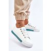 Biele dámske tenisky z eko kože na rovnej podrážke LA222 BLUE