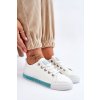 Biele dámske tenisky z eko kože na rovnej podrážke LA222 BLUE
