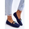 Dámské semišové mokasíny s krystaly námořnická modré Lucille (Veľkosť 37)