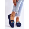 Dámské semišové mokasíny s krystaly námořnická modré Lucille (Veľkosť 37)