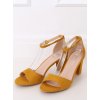 Žlté dámske sandále na stĺpovom podpätku, kód produktu 88-395 Yellow